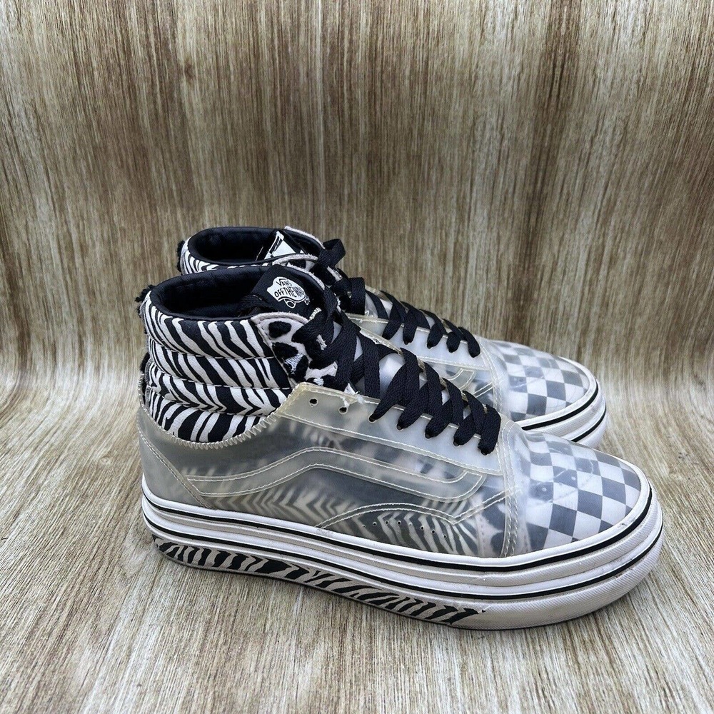 Vans SK8-Hi Mixed Media ComfyCush Shoes Black Zebra Platform Women’s Size 7.5